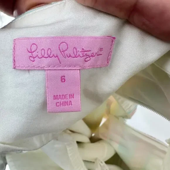 Lilly Pulitzer Summer Plaid Tie Back Ruffle Strapless Franco Dress Size 6 Beach - Picture 10 of 15